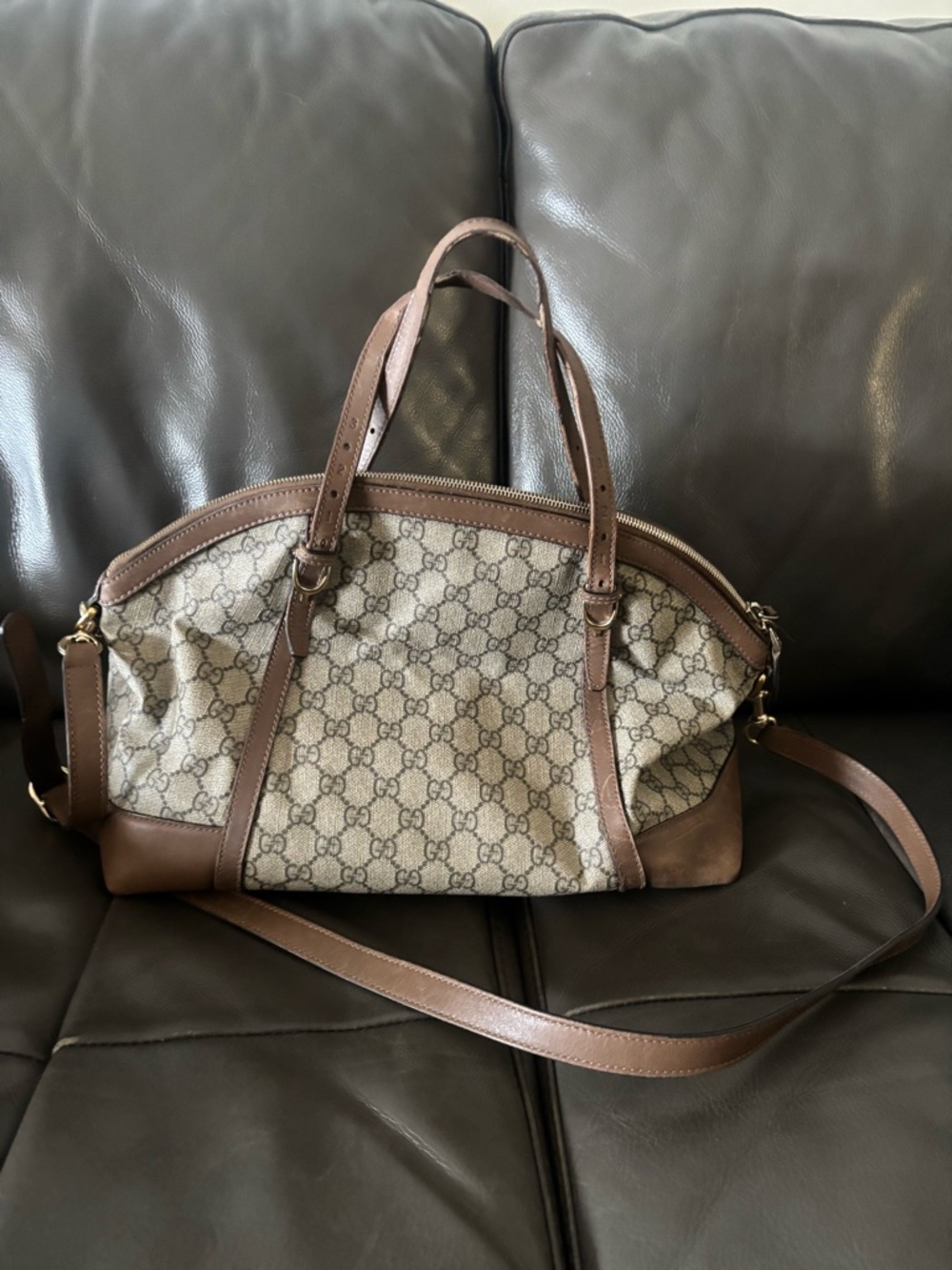 Gucci GG Supreme Monogram Medium Nice Top Handle Dome Bag in Beige.AUTHENTIC